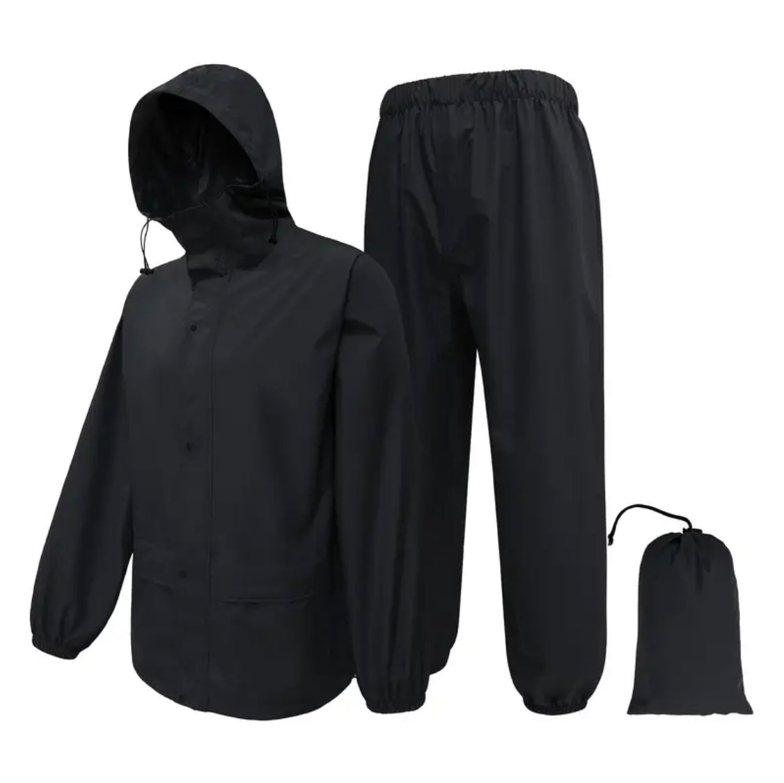 2-Piece Black Outdoor Raincoat Set