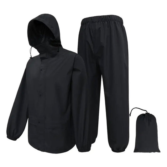 2-Piece Black Outdoor Raincoat Set