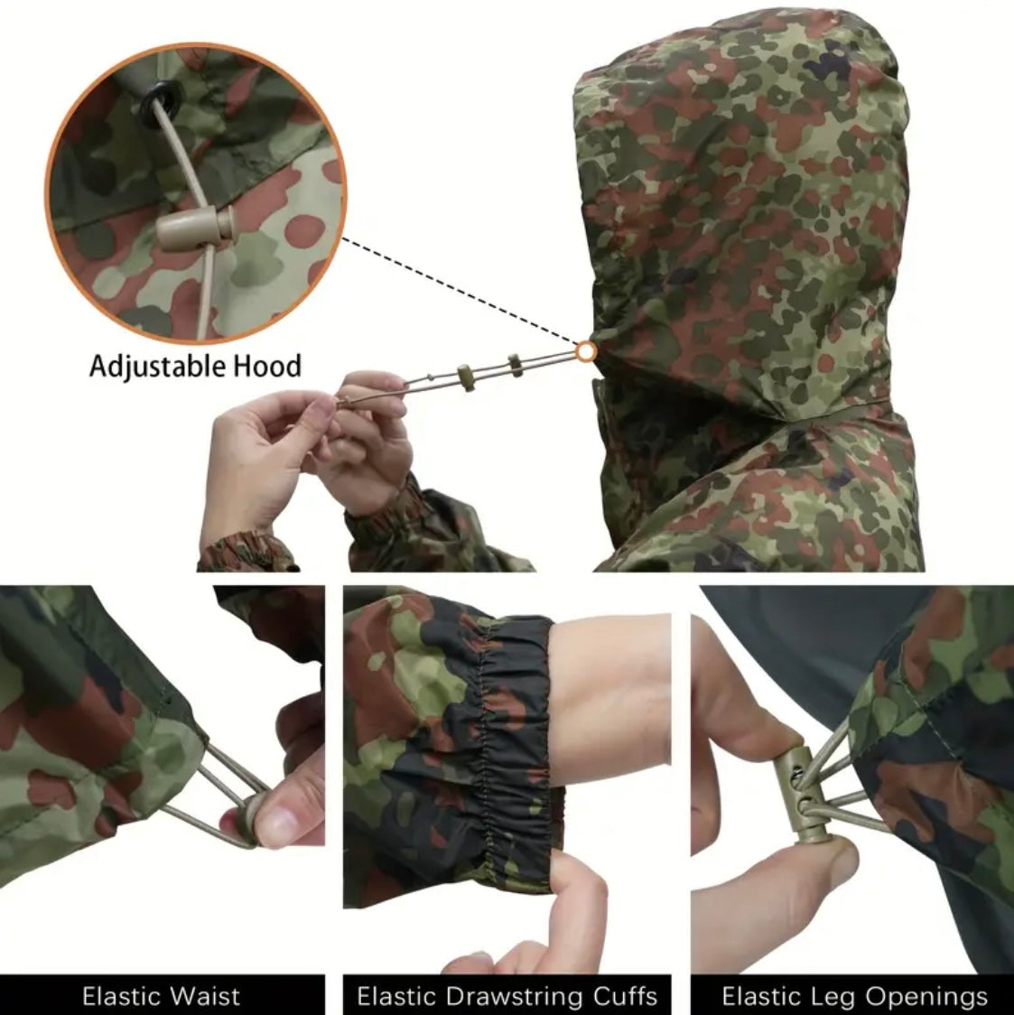 2-Piece Camouflage Raincoat Set